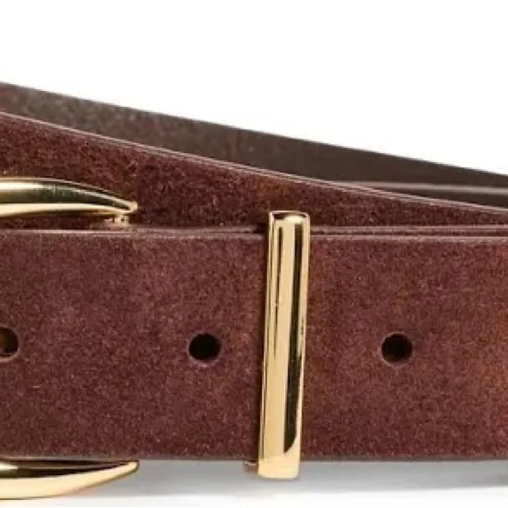 Madewell XS Suede Brown Leather Belt with Gold Buckle. Essential Accessory - Picture 4 of 14